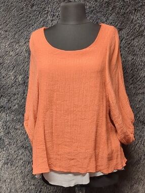 Womens Relaxed Scoop Neck Blouse - Coral Orange